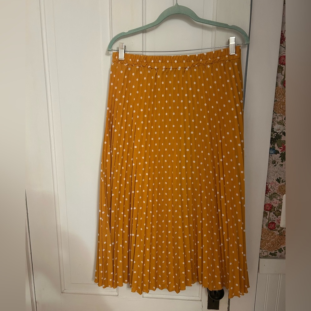 WD.NY Mustard Polka Dot A-Line Skirt - Picture 3 of 3